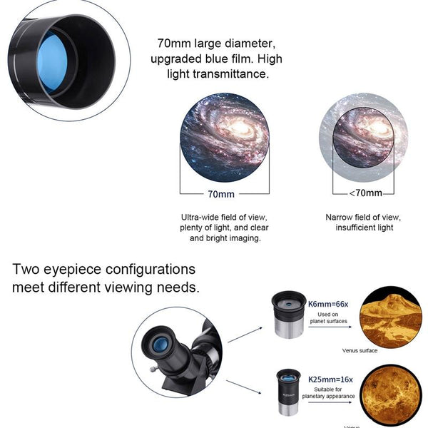 High Definition Astronomical Telescope With Tripod And Phone Clip Dark Blue Telescopes