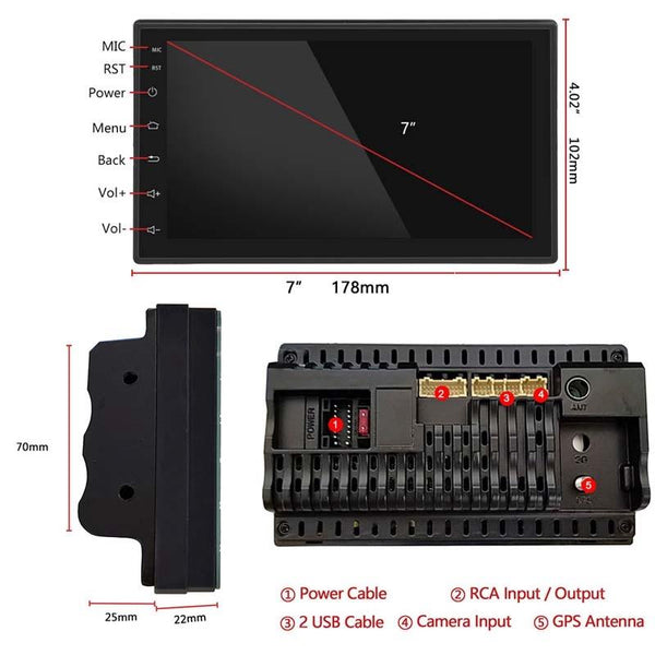 7 Inch Android Navigation Wifi Car Mp5 Player 1 + 32G Locator Technology Bluetooth 2.5D Screen 12Lights Camera Other Car Audio