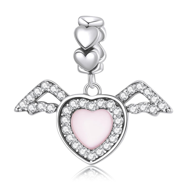 925 Sterling Silver Heart Wing Pendant For Diy Bracelets & Necklaces Charms & Pendants
