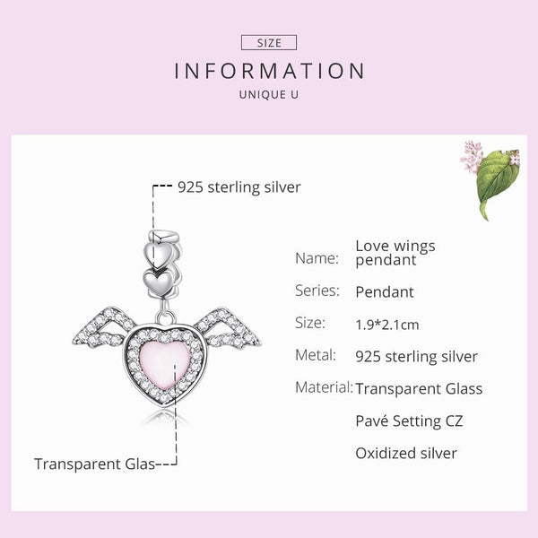 925 Sterling Silver Heart Wing Pendant For Diy Bracelets & Necklaces Charms & Pendants