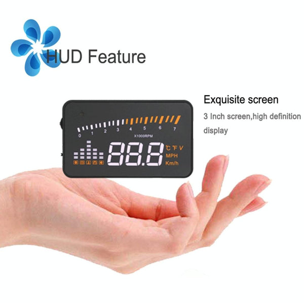3 Inch Hud For Cars Obdii / Eobd System Light Sensors Rotation Speed Voltage Water Temp Alarm Black Other Instruments & Gauges