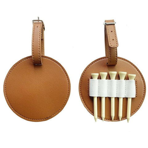 Double Sided Leather Golf Spike Insert Bag Outdoor Waist Hanging Storage Single Sided Brown Golf Spikes & Wrenches