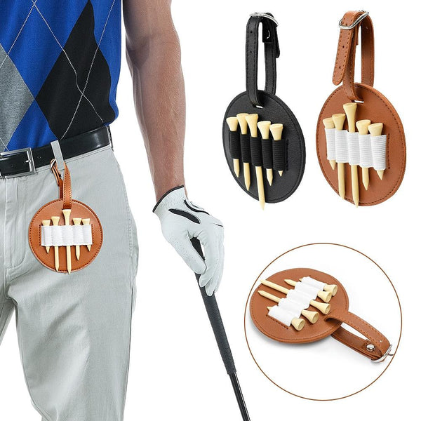 Double Sided Leather Golf Spike Insert Bag Outdoor Waist Hanging Storage Single Sided Brown Golf Spikes & Wrenches