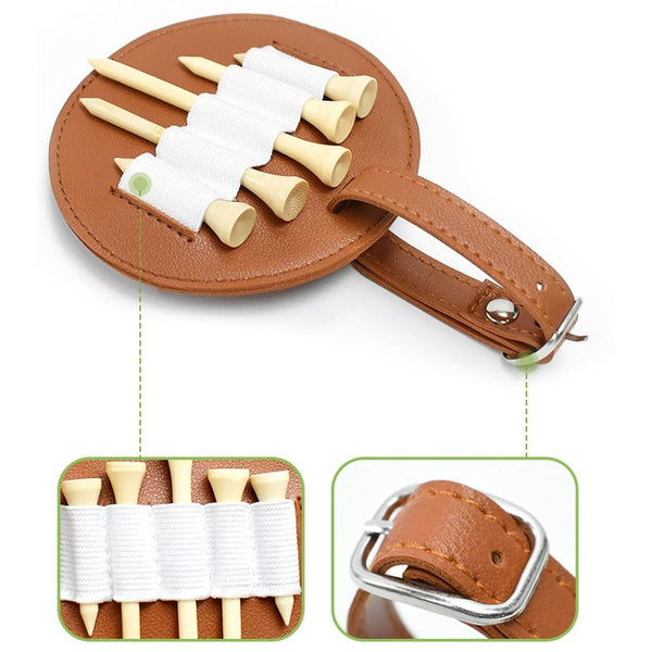 Double Sided Leather Golf Spike Insert Bag Outdoor Waist Hanging Storage Single Sided Brown Golf Spikes & Wrenches
