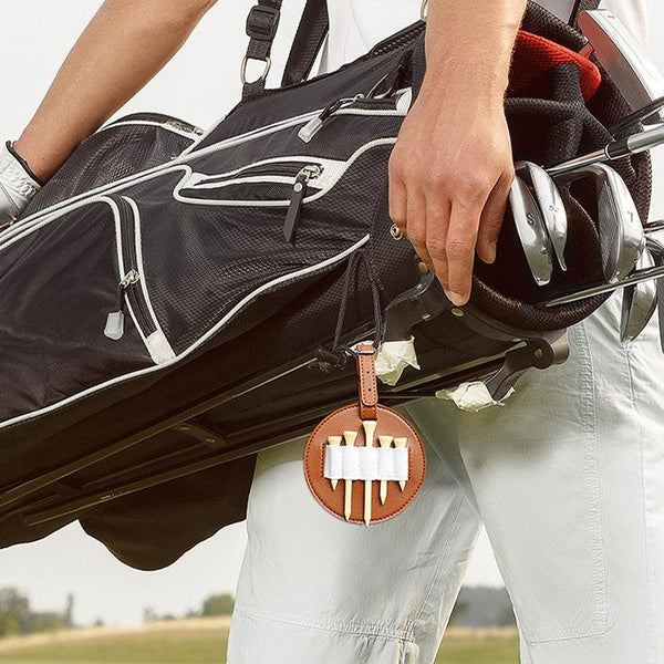 Double Sided Leather Golf Spike Insert Bag Outdoor Waist Hanging Storage Single Sided Brown Golf Spikes & Wrenches