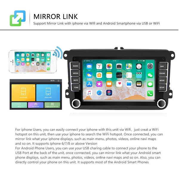 7 Inch Android Car Navigation Player For Volkswagen With Wireless Carplay 1 + 16G 12Lights Camera Other Car Audio