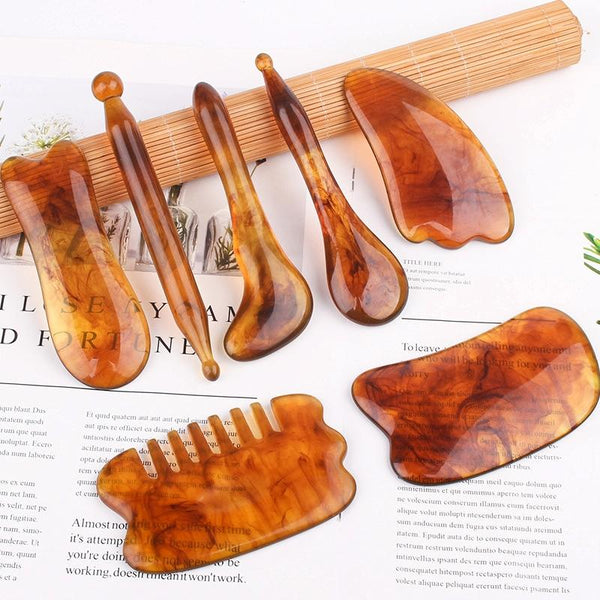 Facial Tendon Stick For Massage And Acupuncture Resin Scraping Sheet Amber Point Massagers