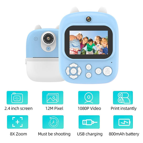 32G Instant Camera With 2.4 Display & Card Reader For Kids 1200W Pink Digital Cameras