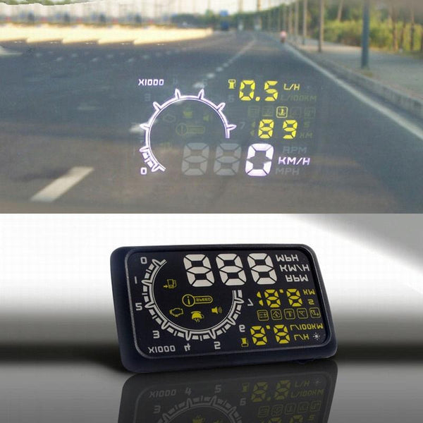 5.5 Inch Car Obdii Hud Fuel Consumption Warning System With Led Other Instruments & Gauges