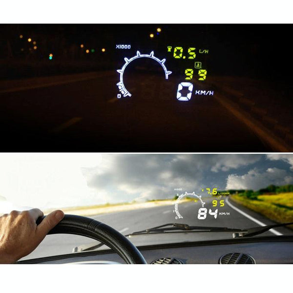 5.5 Inch Car Obdii Hud Fuel Consumption Warning System With Led Other Instruments & Gauges