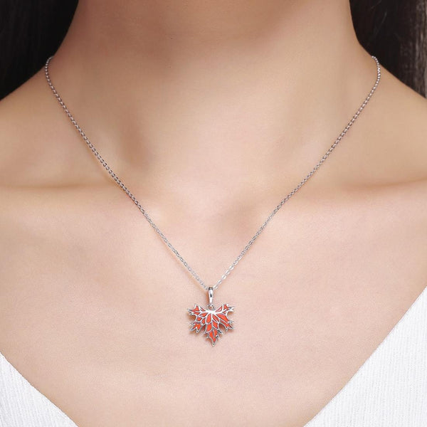 925 Sterling Silver Autumn Maple Leaf Beaded Bracelet Charms & Pendants