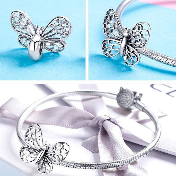 925 Sterling Silver Diy Butterfly Bracelet With Pearl Accents Bsc062 Charms & Pendants
