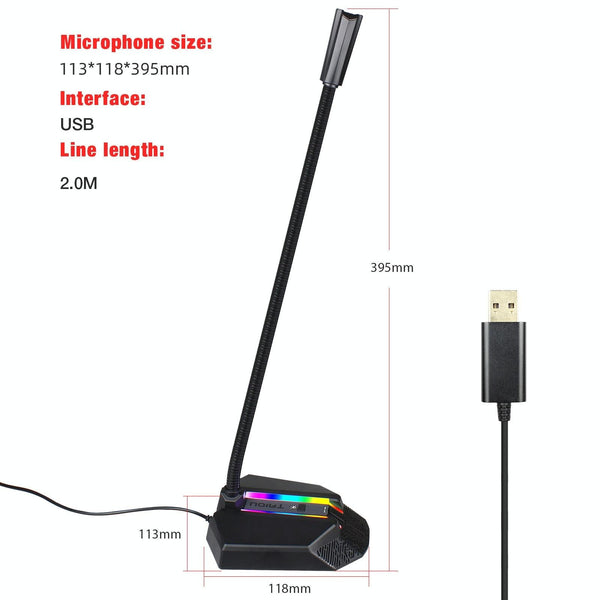 Flexible Usb Microphone With Rgb Lighting For Voice Chat And Video Conferencing Microphones & Wireless Systems