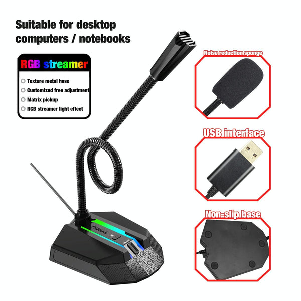 Flexible Usb Microphone With Rgb Lighting For Voice Chat And Video Conferencing Microphones & Wireless Systems