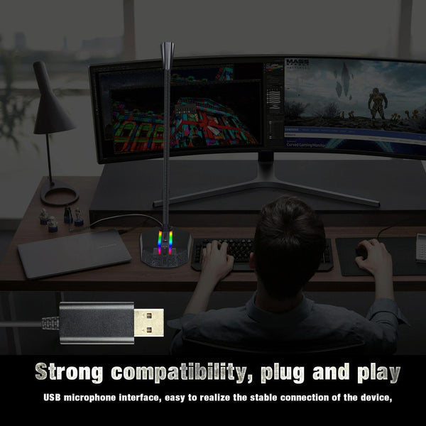 Flexible Usb Microphone With Rgb Lighting For Voice Chat And Video Conferencing Microphones & Wireless Systems