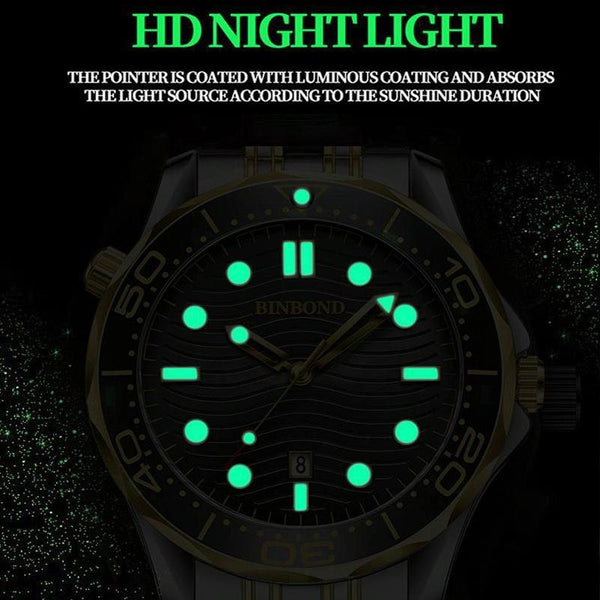 Waterproof Men Sports Watch Inter Gold Luminous Watches