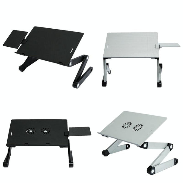 Foldable Laptop Desk With Fan & Mouse Board Aluminum Alloy Height Adjustable Laptop Desks