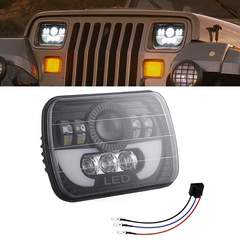 7 Inch 35W 4000Lm 6000K + Amber Car Truck Square Led Headlights Work Lights Spotlight Led Car Lights