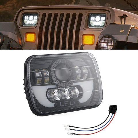 7 Inch 35W 4000Lm 6000K + Amber Car Truck Square Led Headlights Work Lights Spotlight Led Car Lights