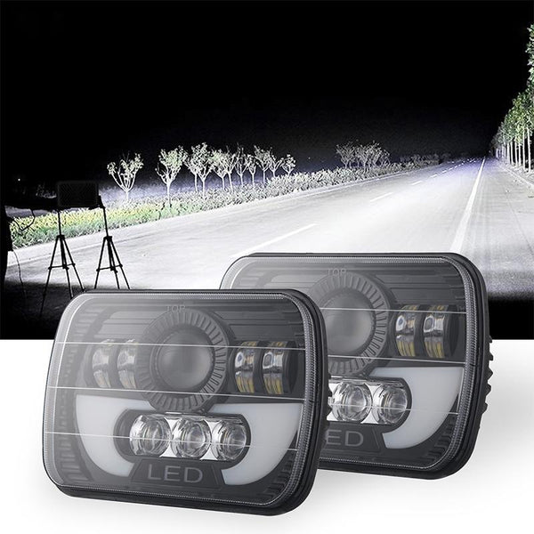 7 Inch 35W 4000Lm 6000K + Amber Car Truck Square Led Headlights Work Lights Spotlight Led Car Lights