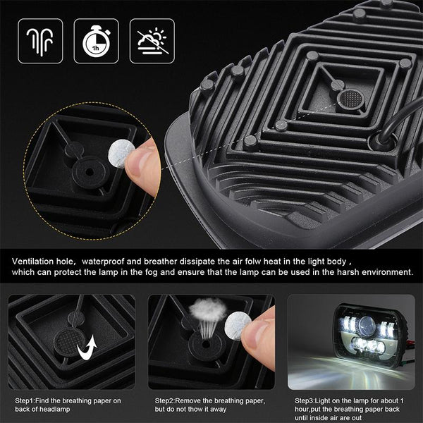 7 Inch 35W 4000Lm 6000K + Amber Car Truck Square Led Headlights Work Lights Spotlight Led Car Lights