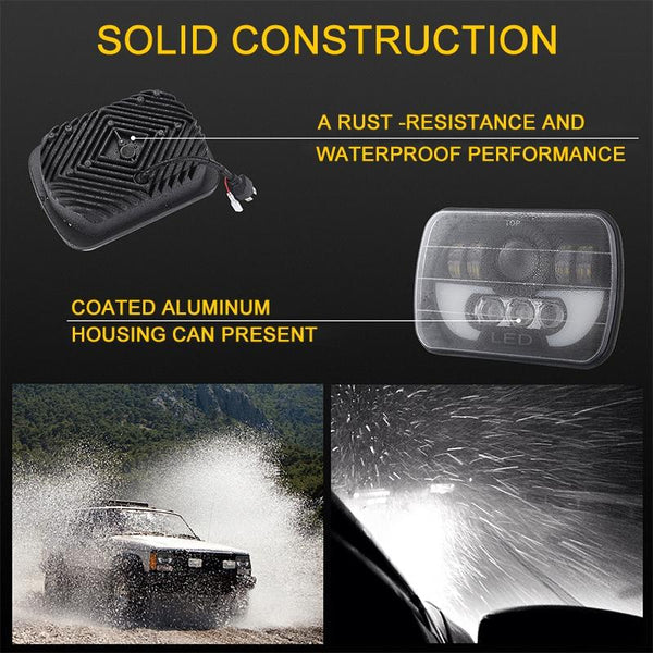 7 Inch 35W 4000Lm 6000K + Amber Car Truck Square Led Headlights Work Lights Spotlight Led Car Lights