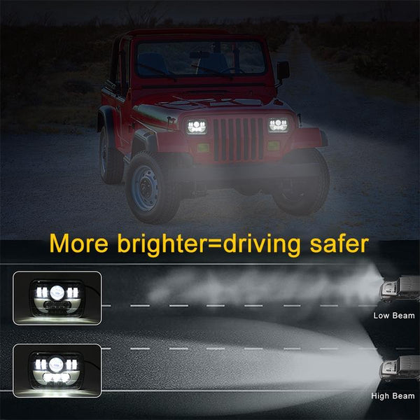 7 Inch 35W 4000Lm 6000K + Amber Car Truck Square Led Headlights Work Lights Spotlight Led Car Lights