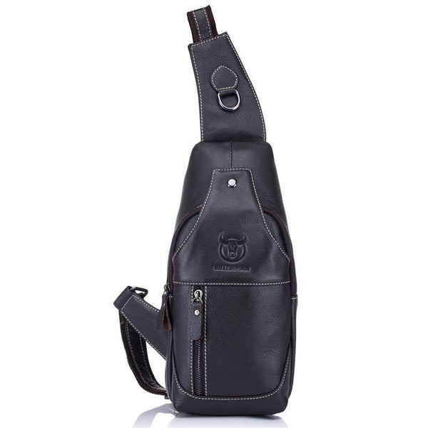 Retro Leather Crossbody Shoulder Bag For Men Pure Black Bags