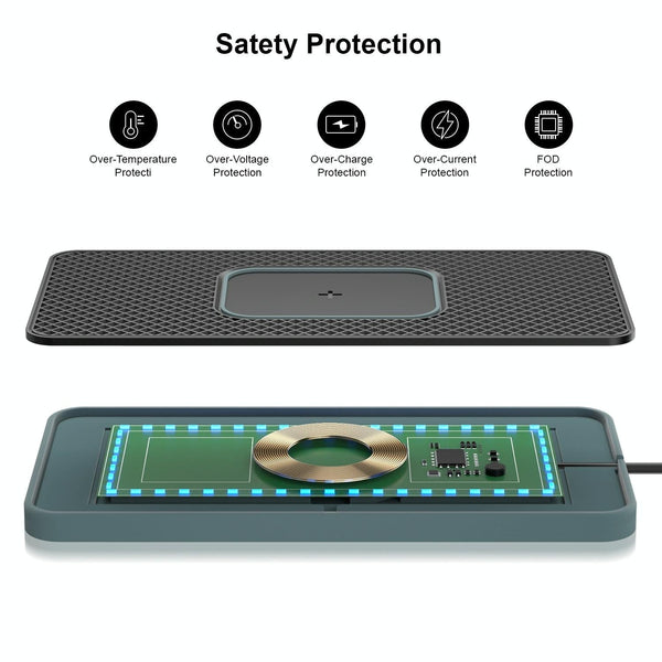15W 2 In Car Wireless Charger With Non Slip Mat And Colourful Light 0.3M Usb Cable C/Type Chargers & Cradles