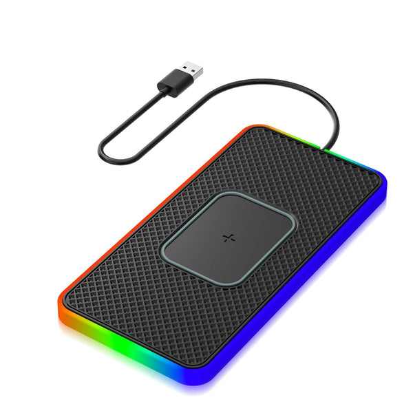 15W 2 In Car Wireless Charger With Non Slip Mat And Colourful Light 0.3M Usb Cable C/Type Chargers & Cradles