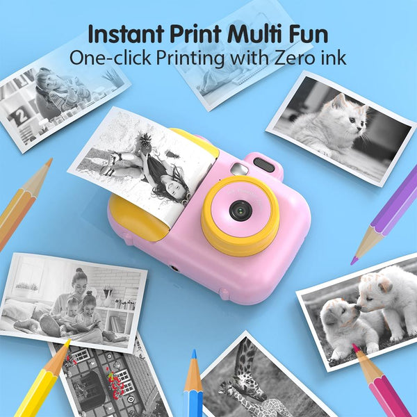2.4 Inch Smart Digital Kids Thermal Printing Camera With Paper Blue Other Camera & Photo Accs