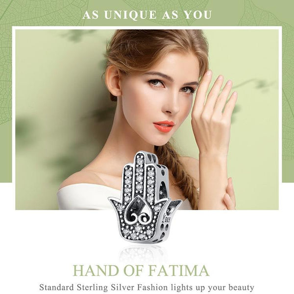 925 Sterling Silver Hand Of Fatima Beads For Diy Bracelets