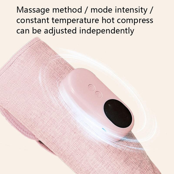 Wireless Leg Massager Pink Double Hot Compress + Air Pressure Vibration Massagers