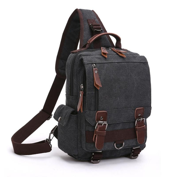 Canvas Chest Bag For Outdoor Travel Black Bags