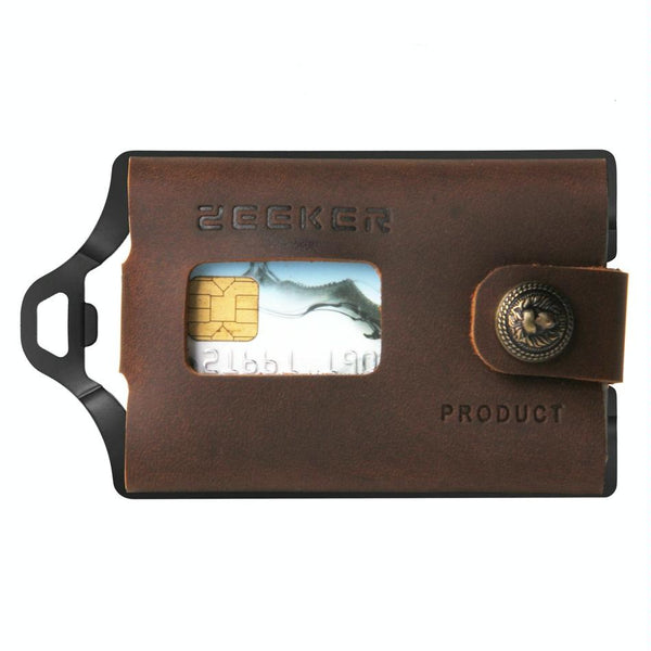 Stainless Steel Edc Wallet Coffee Leather Card Holder Wallets