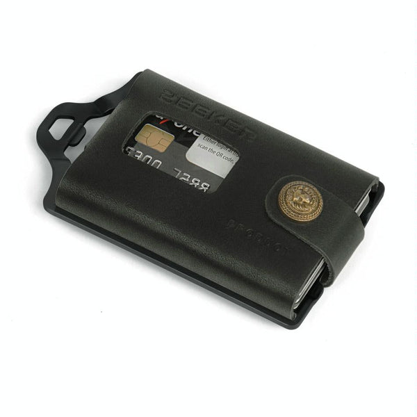 Stainless Steel Edc Wallet Coffee Leather Card Holder Wallets