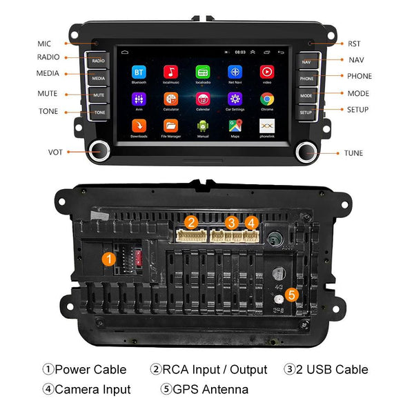 7 Inch Android Car Navigation Player For Volkswagen 2 + 32G Wireless Carplay 12 Lights Camera Other Car Video