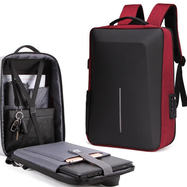 Anti Theft Hard Shell Backpack For Men With Alloy Frame Red Bags