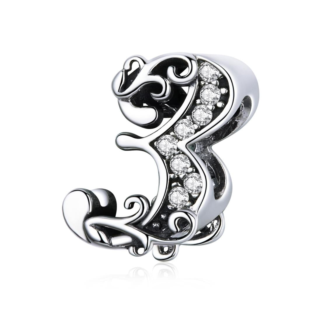 925 Sterling Silver Relief Number Series 0 Beads For Diy Bracelets And Necklaces Style 3 Charms & Pendants