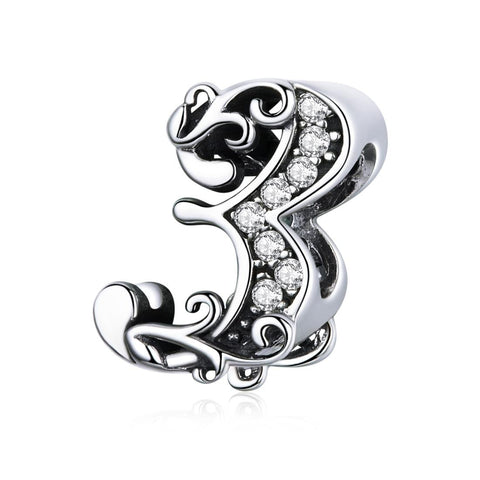 925 Sterling Silver Relief Number Series 0 Beads For Diy Bracelets And Necklaces Style 3 Charms & Pendants