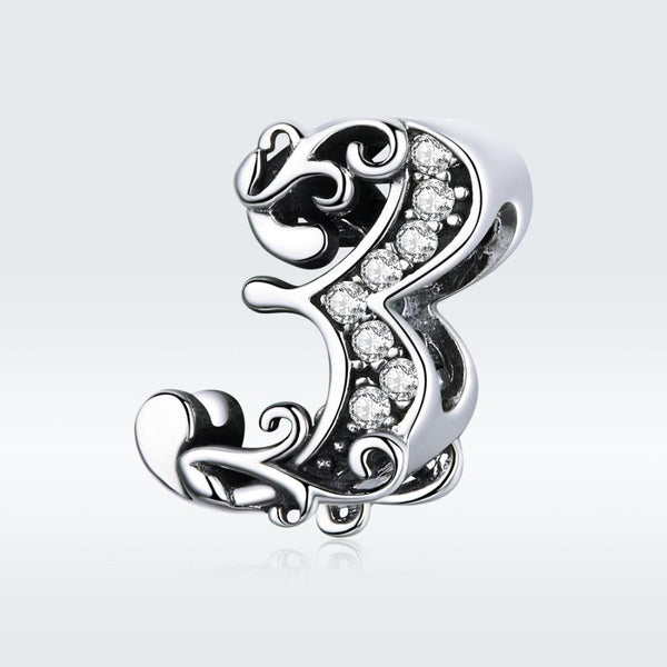 925 Sterling Silver Relief Number Series 0 Beads For Diy Bracelets And Necklaces Style 3 Charms & Pendants