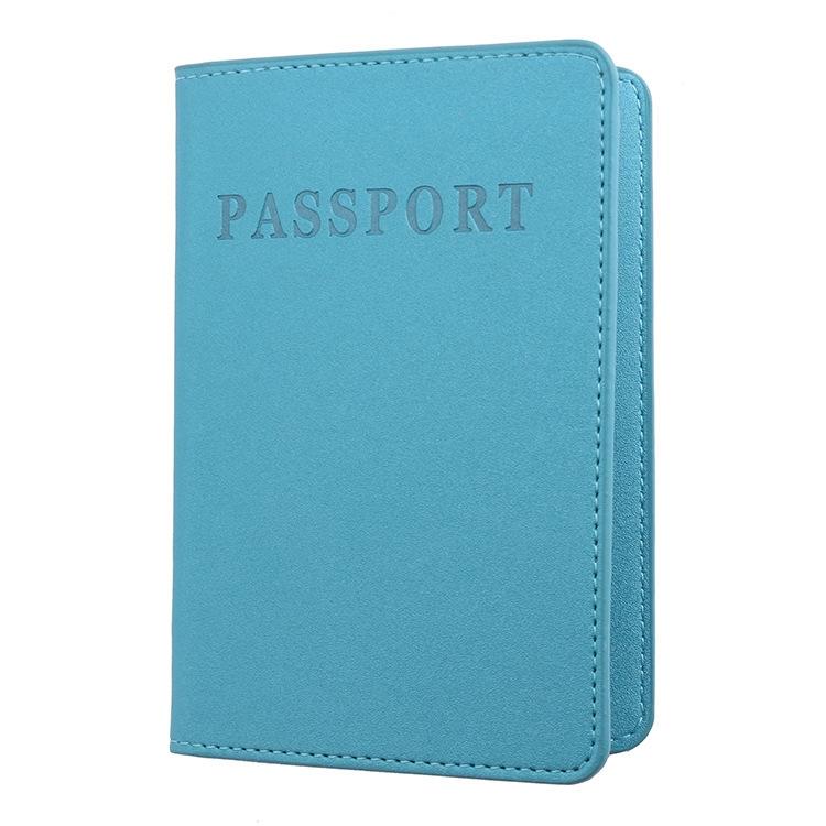 Frosted Pu Multi Card Passport Holder Travel Abroad Sky Blue Travel Wallets