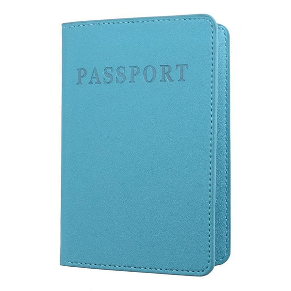 Frosted Pu Multi Card Passport Holder Travel Abroad Sky Blue Travel Wallets