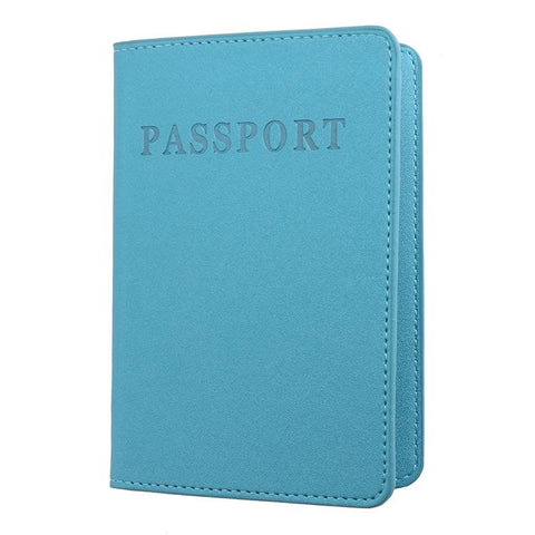 Frosted Pu Multi Card Passport Holder Travel Abroad Sky Blue Travel Wallets