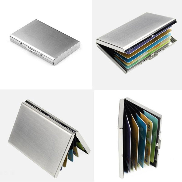 Ultra Thin Stainless Steel Travel Card Holder Wiredraw Gold Travel Wallets