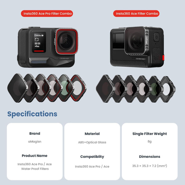 Waterproof Protective Goggles For Sports Camera Magisn Insta360 Ace Nd8+Nd16+Nd32+Nd64 Other Camera & Photo Accs