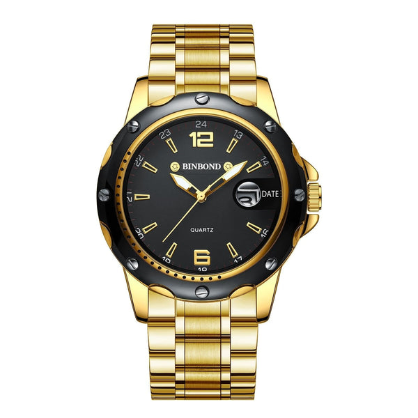 Waterproof Luminous Quartz Watch For Outdoor Full Gold Black Watches