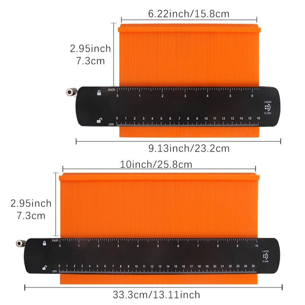 Metal Profile Contour Utensils Set With Lock 6 & 10 Ruler Straight Pencil Screwdriver Measuring Tapes & Rulers