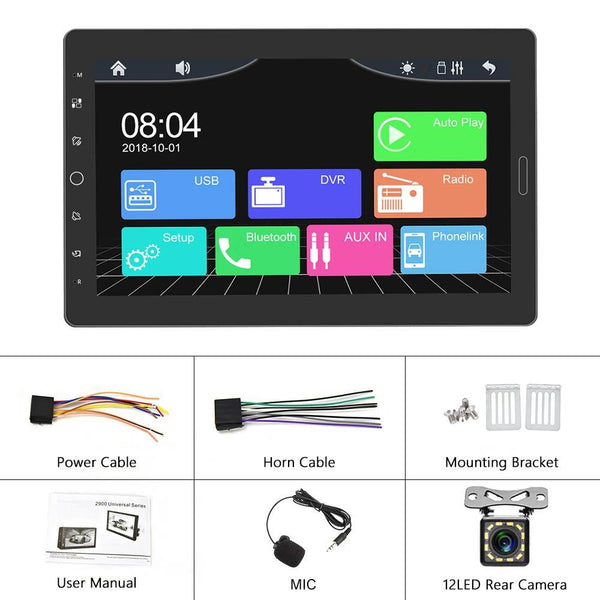 10.1 Inch Full Screen Car Mp5 Player With Wired Carplay + 12 Light Camera Other Car Video
