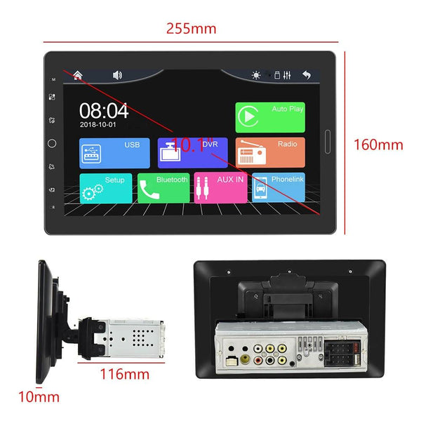 10.1 Inch Full Screen Car Mp5 Player With Wired Carplay + 12 Light Camera Other Car Video